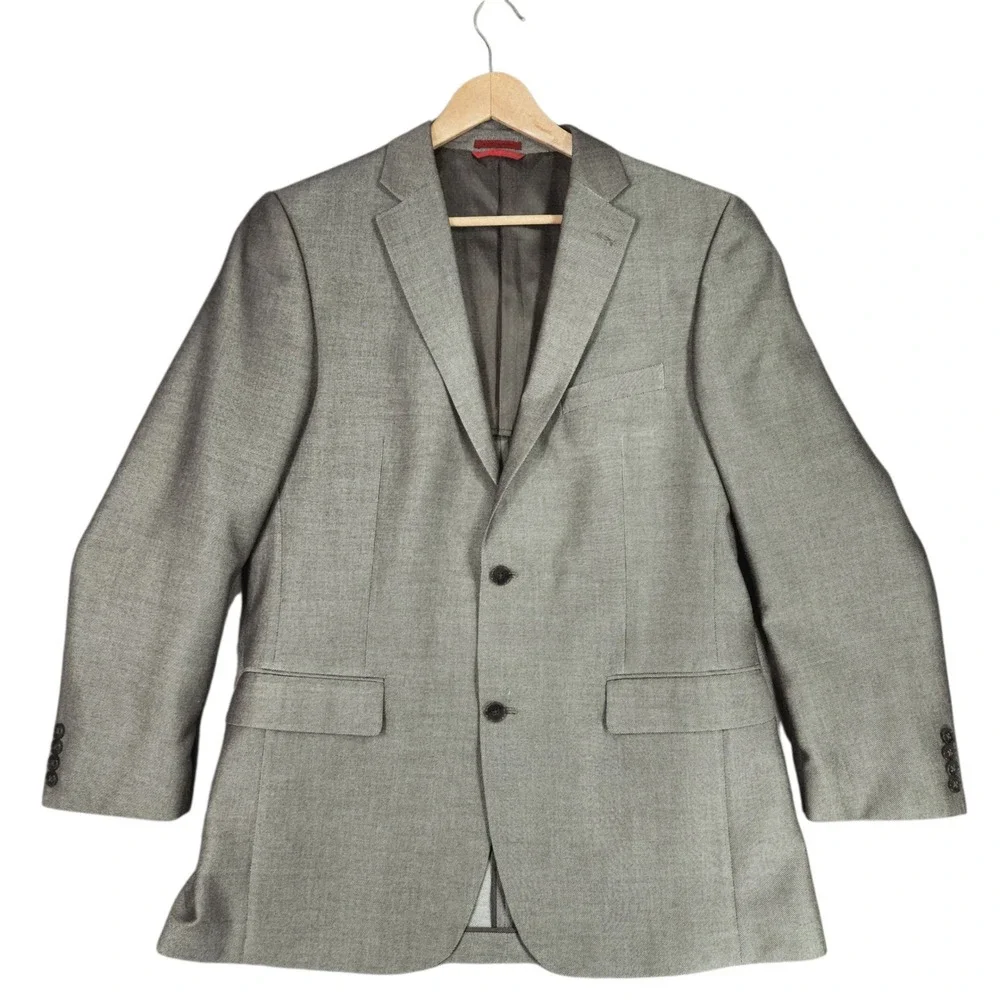Alfani Slim Fit Blazer 42L Men Gray Single Breasted Suit Jacket Business Wedding